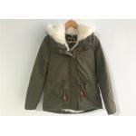 Parka Olive Green Hoodie Jacket Detachable Fur Lining Warm Womens Coats for sale