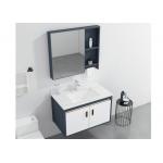 Bathroom Wall Mounted White High Glossy Painting PVC Ceramic Basin Vanity With Mirror for sale