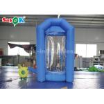Cube Blue Inflatable Money Machine Booth With Air Blower For Advertising