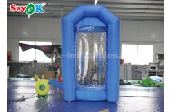 China Cube Blue Inflatable Money Machine Booth With Air Blower For Advertising supplier