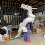 Rubber Dinosaur Hand Puppet Color Customized Manual Control