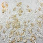 High Quality Soft Embroidered Mesh Lace Fabric Sequins 20% Polyester for sale