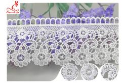 China Embroidered Flower Guipure Polyester Lace Trim For Dress DTM Azo Free Dyeing supplier