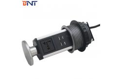China Compact Silver Pop Up Counter Outlet With Double USB Charger Interfaces supplier