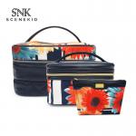 Custom PU Leather Women Travel Cosmetic Bag Set for sale