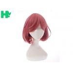 Short Pink Synthetic Cosplay Wigs 14 Inch Straight Heat Resistant for sale