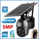 Black Weatherproof Solar SIM Card Camera , Outdoor PTZ Solar Camera 4G for sale