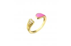 China 18K Gold Plated Diamond Ring Women Open Enamel Ring OEM ODM supplier