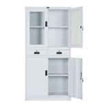 RAL Color 0.6mm Cold Rolled Steel Glass Door Filing Cabinet for sale