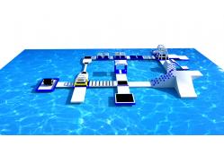 China PVC Tarpaulin Inflatable Obstacle Course Water Park Blue And White Customized supplier