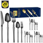 Stainless Steel Cutlery Set 20 Piece Small Waist Hammer Pattern Stainless Steel Western Cutlery Gift Box for sale