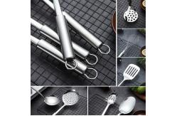 China Multiapplication Stainless Steel Kitchen Utensil Set With Holder Rustresistant supplier