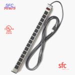 24 Horizontal Metal Multi Socket Extension Lead Grounded 16 Way With Circuit Breaker for sale