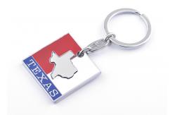 China Silk Screen Printing Engraved Metal Keychains Engraved Silver Key Ring supplier