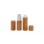 Custom Empty Cosmetic Lip Balm Tube Bamboo Covered Lipstick 3.5g for sale