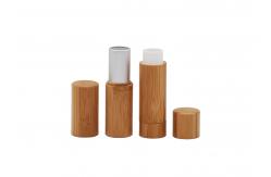 China Custom Empty Cosmetic Lip Balm Tube Bamboo Covered Lipstick 3.5g supplier