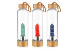 China 18oz 550ml Quartz Crystal Water Infuser Bottle with Bamboo Lid supplier