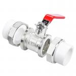 PN16 Nickel Plating Metal Ball Valve Double Socket PPR Brass Ball Valve for sale