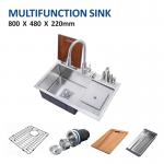 Brushed Farmhouse Single Bowl Kitchen Sink 32' 16 Gauge With Knife Holder 80x48 for sale