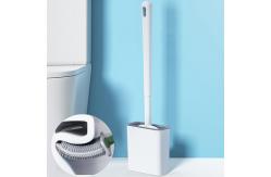 China Bendable Silicone Toilet Bowl Brush With Non Slip Plastic Handle supplier