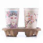 Disposable Take Away Coffee Cup Carrier Paper Pulp For 2 Cups 4 Cups Stable for sale