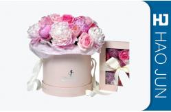 China Romantic Round Cardboard Boxes For Flower Arrangements With Ribbon supplier