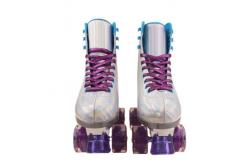 China Outdoor Shiny Double Row Purple Four Wheels Quad Skates With PU Leather supplier