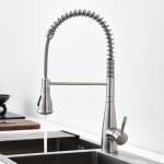 Deck Mounted Spring Coil Kitchen Faucet Retractable With 35mm Ceramic Cartridge for sale