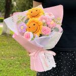 Smiling Face Sunflower and Common Sunflower Woolen Flower Bouquet Finished Product Birthday and Valentine's Day Gift Handmade Knitted Flowers Cross-border Wholesale for sale