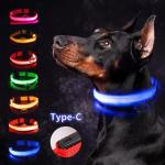 LED Dog Collar  Waterproof Adjustable USB Type-C Recharge Solid Pattern Flashing Light Up for sale