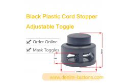 China Black Plastic Cord Stopper & Adjustable Toggle supplier