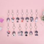 Customized Cartoon Character Acrylic Keychain with Metal Ring Silk Screen Printed