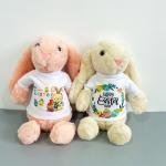 DIY 30cm Sublimation Stuffed Animals Easter Bunny Plush Toy With Customizable T Shirt