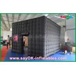 Inflatable Photo Studio 2 Doors Black Inflatable Photo Booth Waterproof With Led Strip For Advertising for sale