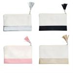 Double Sided Sublimation Linen Cosmetic Bag With PU Leather Bottom Heat Transfer Blank Coin Purse Pencil Case Diy Printing for sale