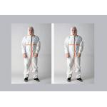 Hooded White Disposable Coveralls , Disposable Dust Suits With Shoe Cover for sale