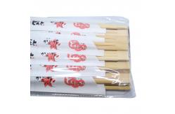 China Custom Eco Printed Disposable Carbonized Compostable Twin Logo Bamboo Chopstick supplier