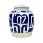 Blue Monogram Style OEM Wholesale Ceramic Funeral Urns for sale