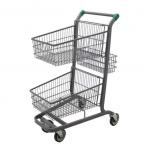 High Quality Double Basket Shopping Cart Two layer Storage Supermarket  Trolley for sale