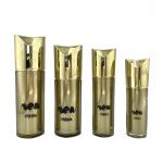 Special Shape Cosmetic Pump Bottle Gold Refillable Cosmetic Containers 80ml 100ml for sale