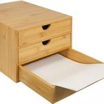 Popular Bamboo Office Supplies , Desktop Tidy A4 Bamboo Storage Drawers Organizer