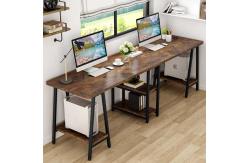 China Metal Frame Modern Workstation Desk Brown Pvc Edging With Shelves supplier