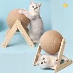 Wooden Cat Scratching Ball Toy Sisal Rope Ball Board Crushing Foot Toy for Cats and Pet Furniture Supplies for sale