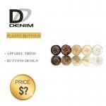 Plastic Shiny Pearl Denim Shirt Buttons White / Black Color With 4 Holes for sale