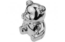 China Cute Silver Plated Teddy Bear Coin Bank Die Casting 105*85*118mm supplier