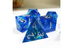 China Blue Ocean Heart Crystal Resin Boarding Dice Set Dragon and Dungeon supplier