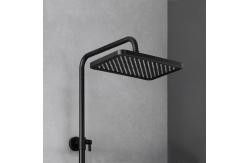 China Black Shower Faucet Set Bathroom Square Rain Shower Head With Handheld Spray supplier