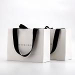 Eco Friendly Custom Printed Bamboo Paper Shopping Bag With Ribbon Handle