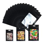 Resealable Smell Proof Candy Black Mylar k Bags With Front Window For Food Storage Coffee Beans, Jewelry Packaging for sale