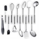 Multiapplication Stainless Steel Kitchen Utensil Set With Holder Rustresistant for sale